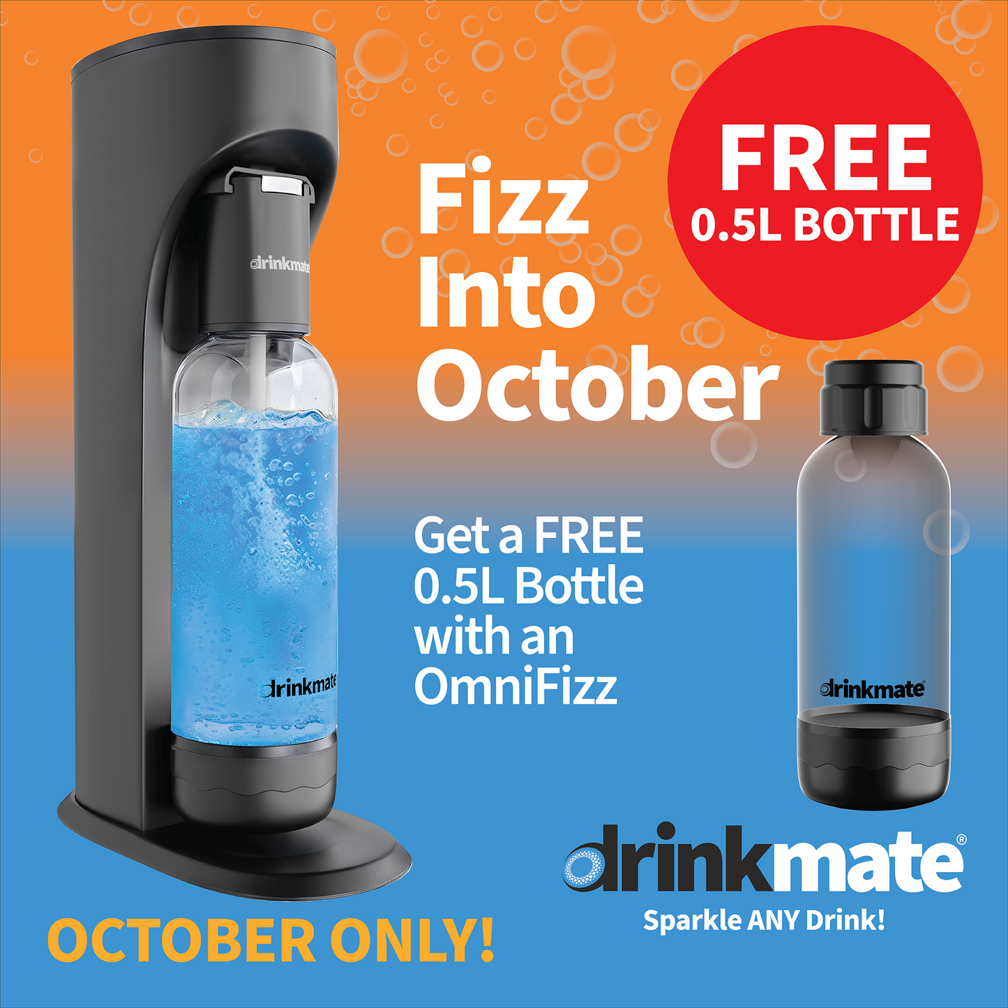 Drinkmate OmniFizz Sparkling Water and Soda Maker, Carbonates ANY Drink! (CO2 Cylinder not included)