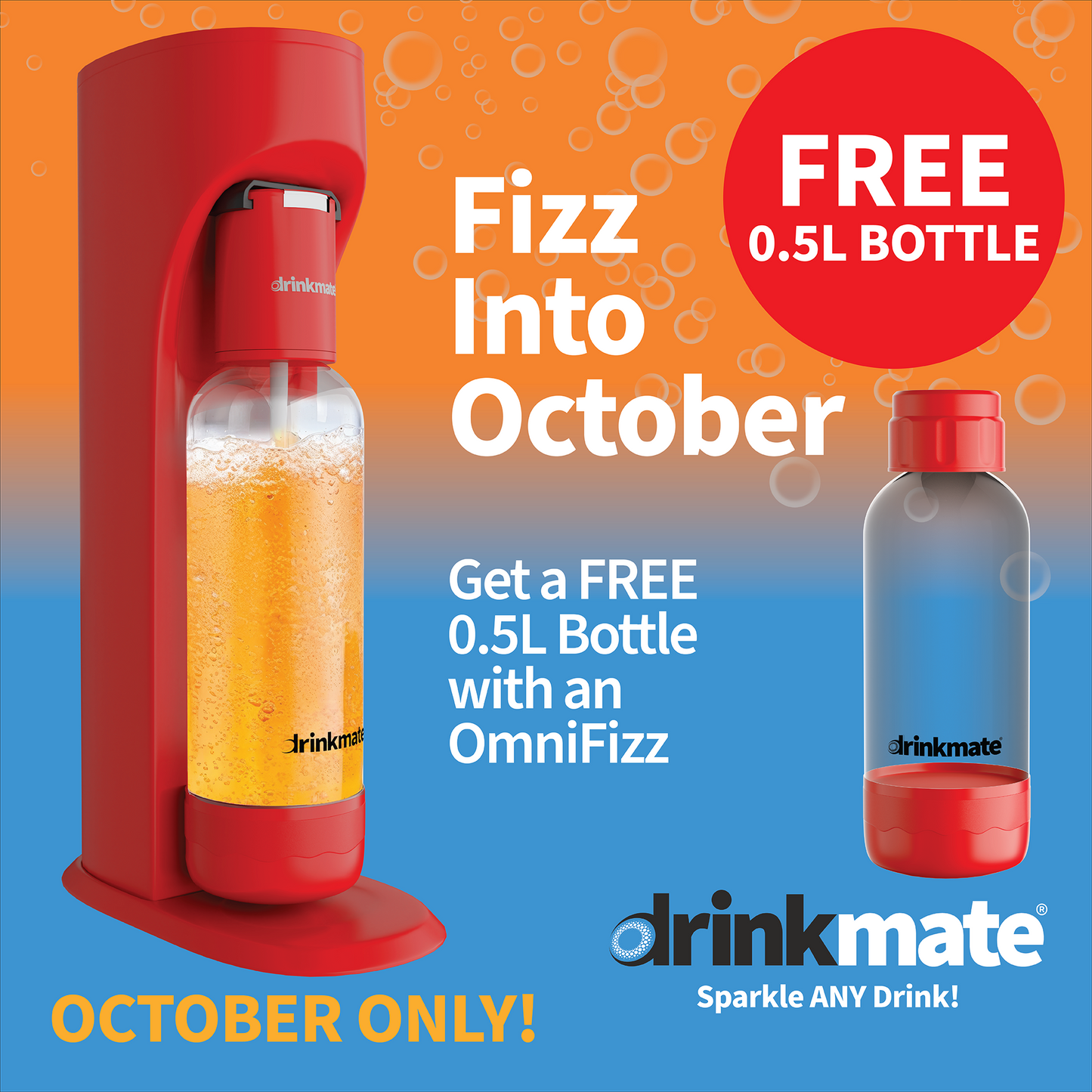 Drinkmate OmniFizz Sparkling Water and Soda Maker, Carbonates ANY Drink! (CO2 Cylinder not included)