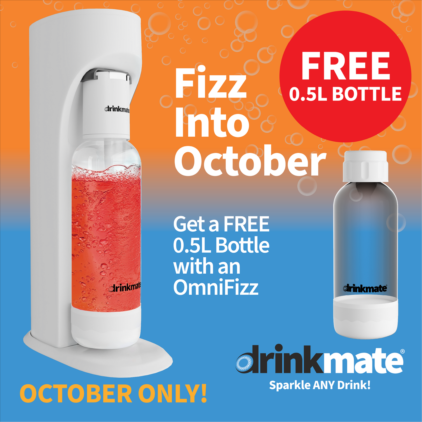 Drinkmate OmniFizz Sparkling Water and Soda Maker, Carbonates ANY Drink! (CO2 Cylinder not included)