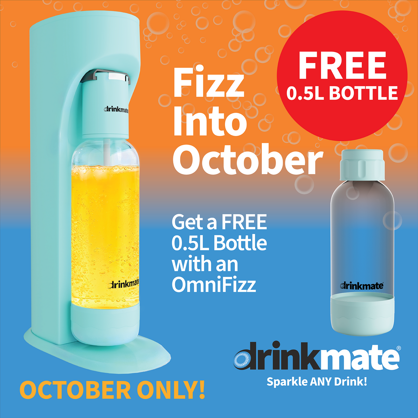 Drinkmate OmniFizz Sparkling Water and Soda Maker, Carbonates ANY Drink! (CO2 Cylinder not included)