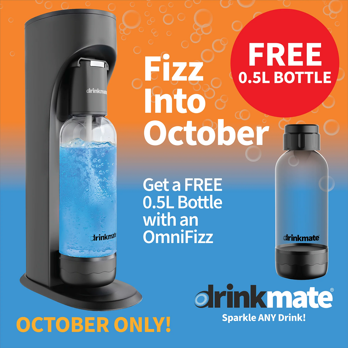 Drinkmate OmniFizz Sparkling Water and Soda Maker, Carbonates ANY Drink! (CO2 Cylinder not included)