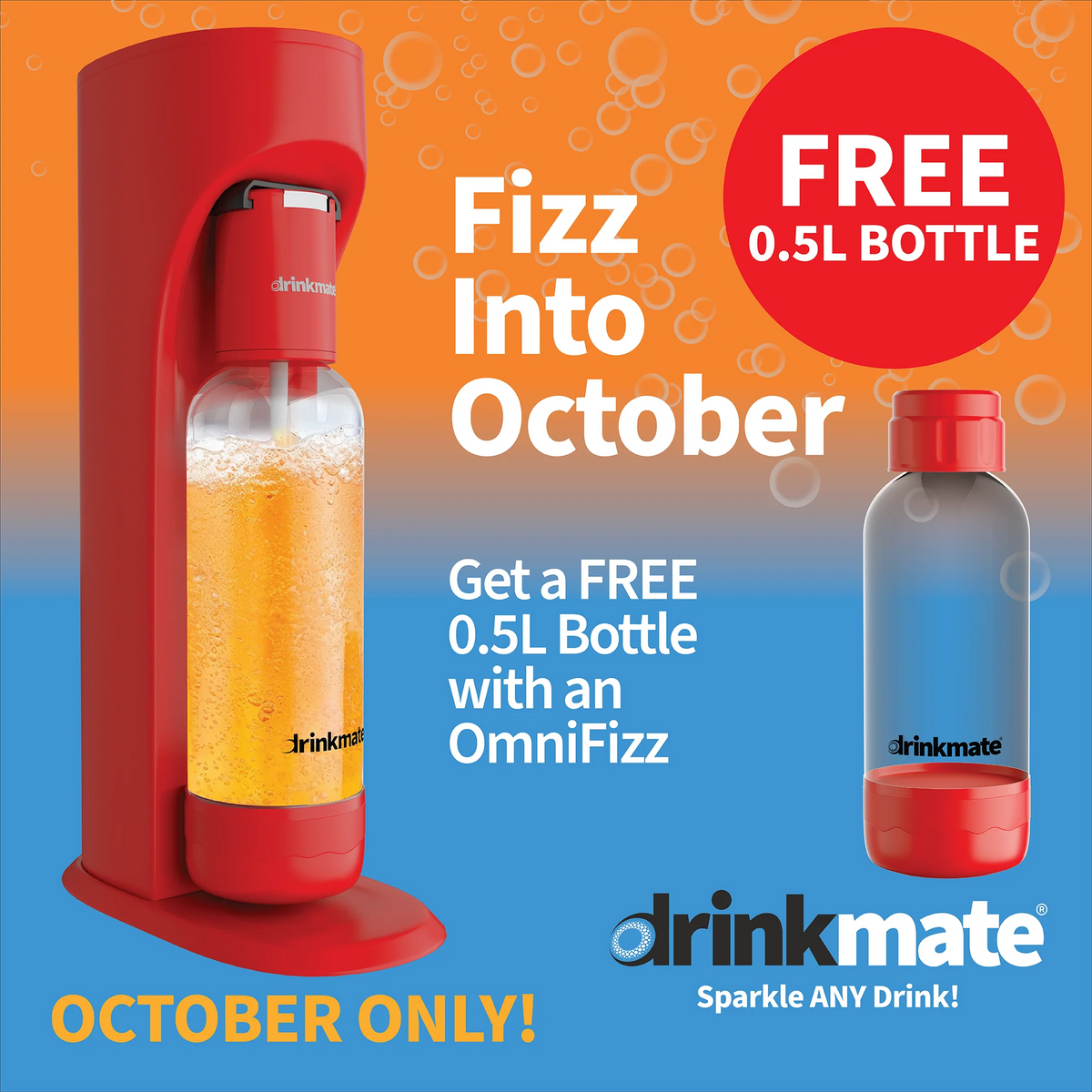 Drinkmate OmniFizz Sparkling Water and Soda Maker, Carbonates ANY Drink! (CO2 Cylinder not included)