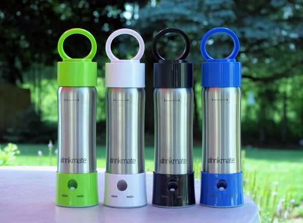 instaFizz Stainless Steel Water Bottle Bundle with 10 CO2 Cartridges (Plus Silicone Sleeve)